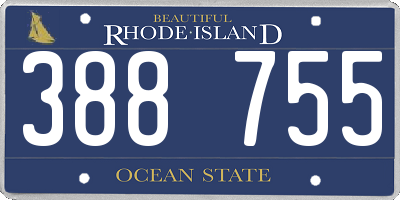RI license plate 388755