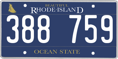 RI license plate 388759