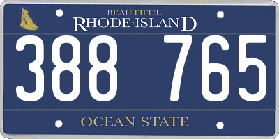RI license plate 388765