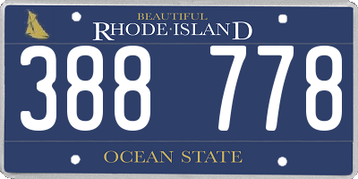 RI license plate 388778