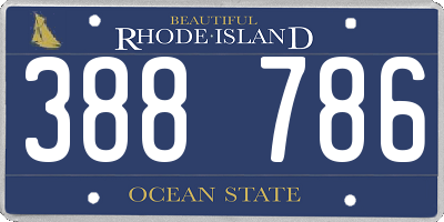 RI license plate 388786