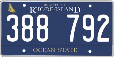 RI license plate 388792