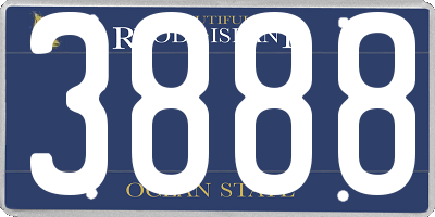 RI license plate 3888