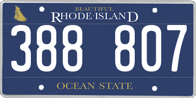 RI license plate 388807