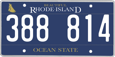 RI license plate 388814
