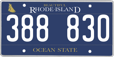 RI license plate 388830
