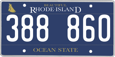 RI license plate 388860