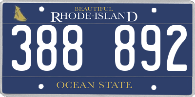 RI license plate 388892