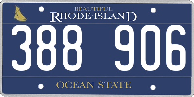 RI license plate 388906