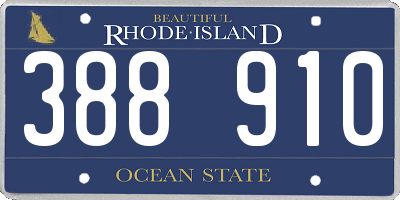 RI license plate 388910