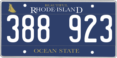 RI license plate 388923