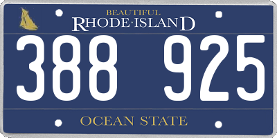 RI license plate 388925