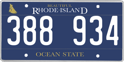 RI license plate 388934