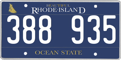 RI license plate 388935