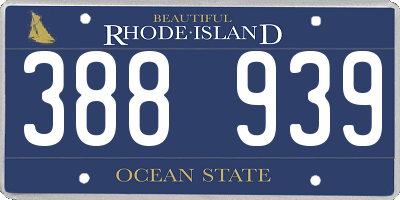 RI license plate 388939
