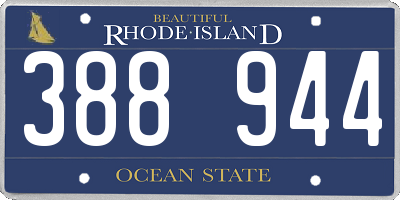RI license plate 388944