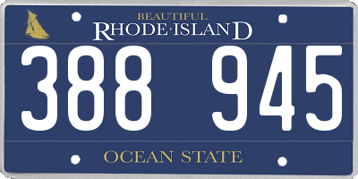 RI license plate 388945