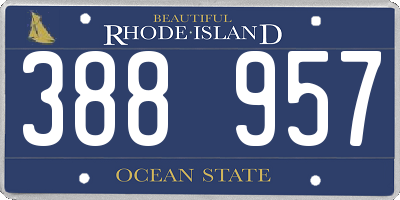 RI license plate 388957