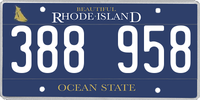 RI license plate 388958