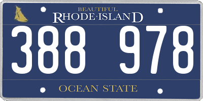 RI license plate 388978
