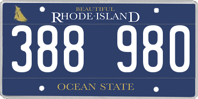 RI license plate 388980