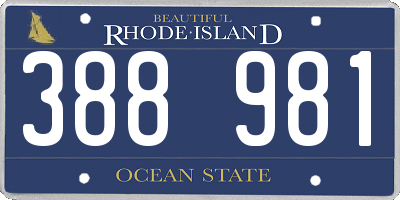 RI license plate 388981
