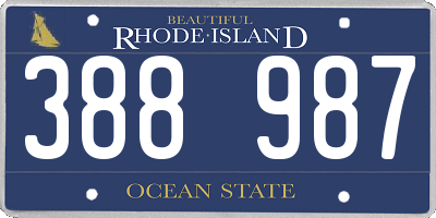 RI license plate 388987