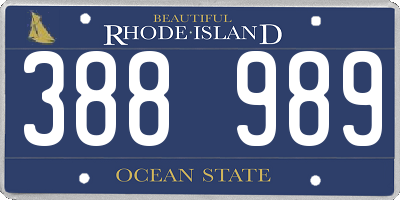 RI license plate 388989