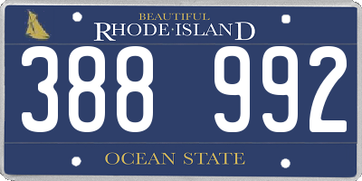 RI license plate 388992