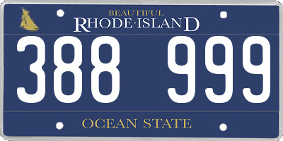 RI license plate 388999