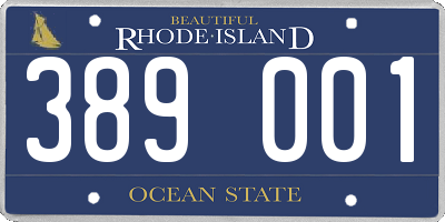 RI license plate 389001