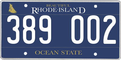 RI license plate 389002