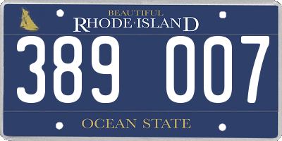 RI license plate 389007