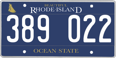 RI license plate 389022