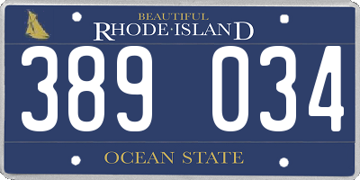 RI license plate 389034