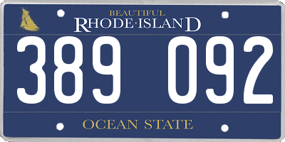RI license plate 389092