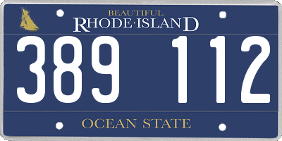RI license plate 389112