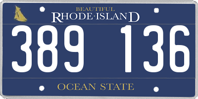 RI license plate 389136