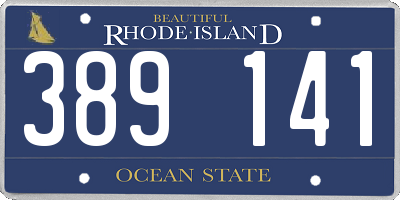 RI license plate 389141