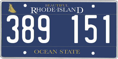 RI license plate 389151