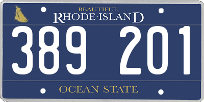 RI license plate 389201