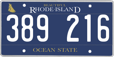 RI license plate 389216