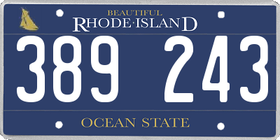RI license plate 389243