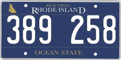 RI license plate 389258