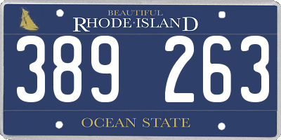 RI license plate 389263