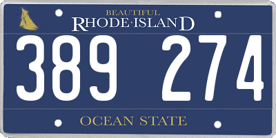 RI license plate 389274