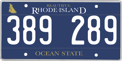 RI license plate 389289