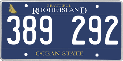 RI license plate 389292