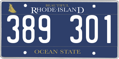 RI license plate 389301