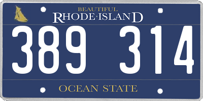 RI license plate 389314